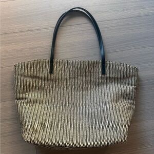 Saks Fifth Avenue Black and Cream Patterned Tote